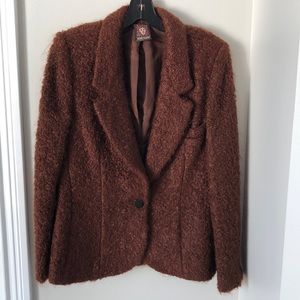 Anne Klein Boucle Wool Tweed Blazer Jacket